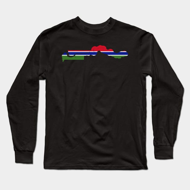 Gambia Flag Map Long Sleeve T-Shirt by Historia